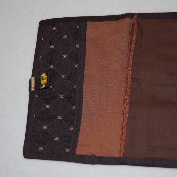 NEW Handmade Bag with Wallet, Size M, Navy Black with Tan Flower Pattern - Picture 11 of 11